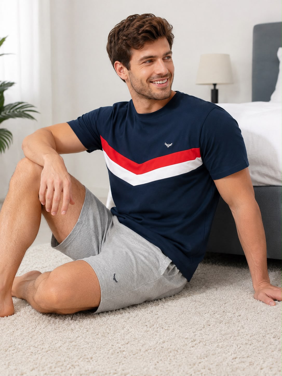 Navy & Grey Cotton Pyjama Set